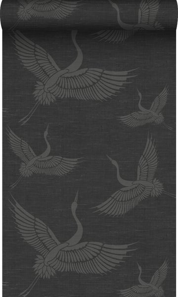 Origin Wallcoverings Tapete Kraniche Dunkelgrau - 53 cm x 10.05 m - 347760