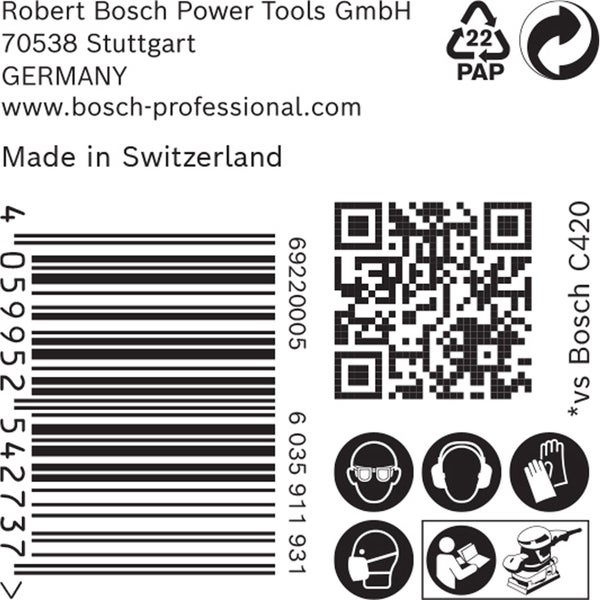 Bosch 50x Expert C470 Schleifpapier mit 8 Löchern für Schwingschleifer 93 x 186 mm G 40 - 2608900935