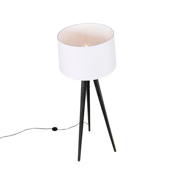 Stehleuchte mit Lampenschirm und Holzfuß