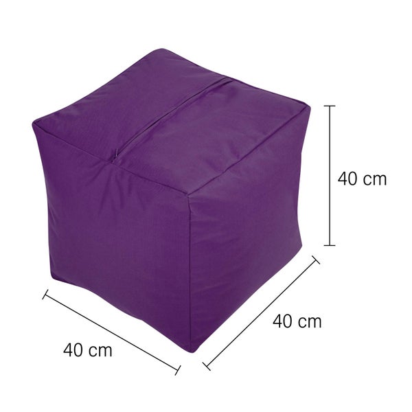 Green Bean Sitzsack-Hocker 40x40x40cm mit EPS-Perlen Füllung - Fußhocker Fußkissen Sitz-Pouf für Sitzsäcke - Bodenkissen für Kinder und Erwachsene - Fußablage Sitzkissen Sitzhocker Lila