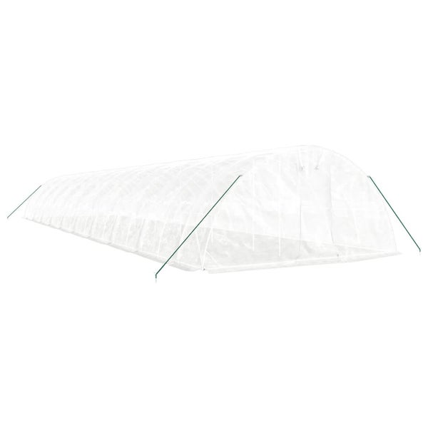 Gewächshaus mit Folie und grünen Befestigungen