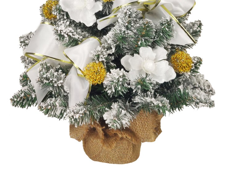 LAALU Geschmückter künstlicher Weihnachtsbaum SNOW BEAUTY 60 cm mit LED-BELEUCHTUNG IM TOPF