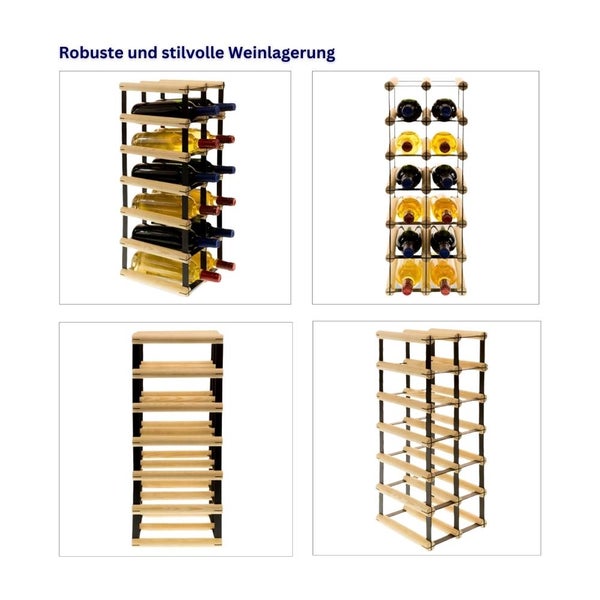 PROREGAL Modulares Weinregal Vinotega Mod Metal HxBxT 62,5 x 22,5 x 24,5 cm 2 x 6 Flaschen Massives Kiefernholz Natur