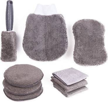 Reinigungswerkzeug Set mit Bürste, Handschuh, Schwamm und Tüchern