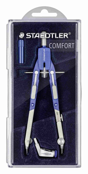 Staedtler Comfort Zirkel-Set mit Ersatzminen und Adapter in einem Kunststoffetui.