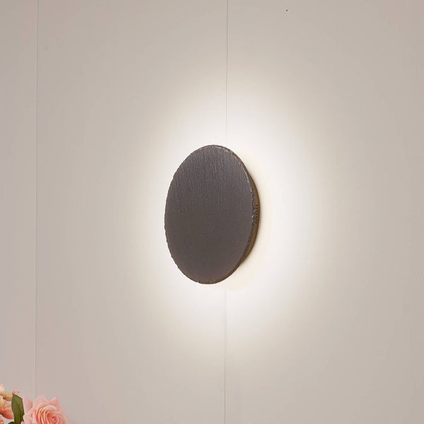 Lindby LED Wandleuchte, Wandlampe Innen Peetu dimmbar (Modern) in Alu aus Stein (1 flammig ) - Wandstrahler Wandbeleuchtung Schlafzimmer / Wohnzimmer Wohnzimmerleuchte