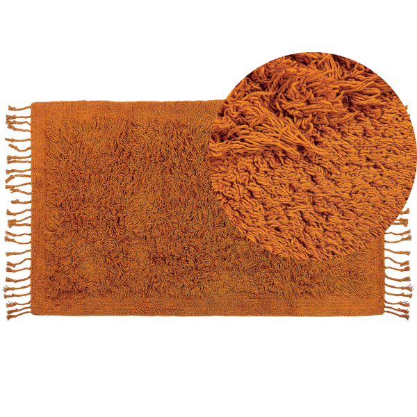 Teppich Baumwolle orange 80 x 150 cm Fransen Shaggy BITLIS