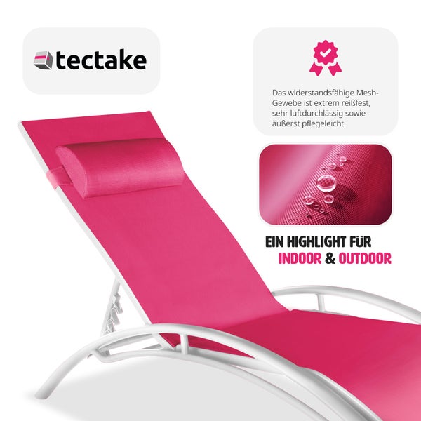 2er Set Gartenliege tectake Alina Textilene-Gewebe 180 x 59 x 50 cm