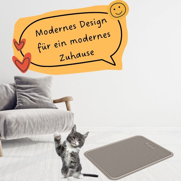 Katzenklo Matte Katzenstreu Katzentoilette Vorleger Unterleger Auffangmatte Grau Zaubermatte Vorlegematte