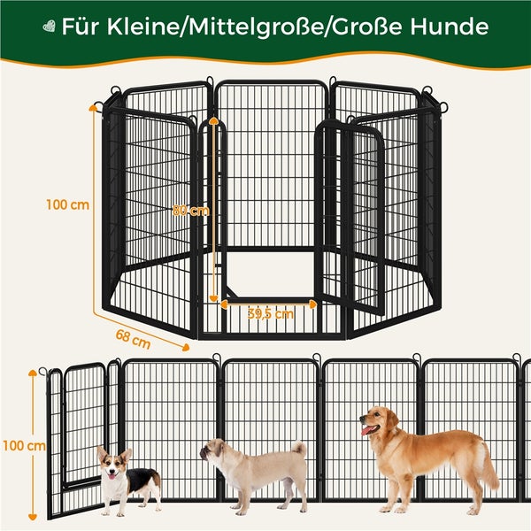 Yaheetech Welpenlaufstall mit Tür , Schwarz