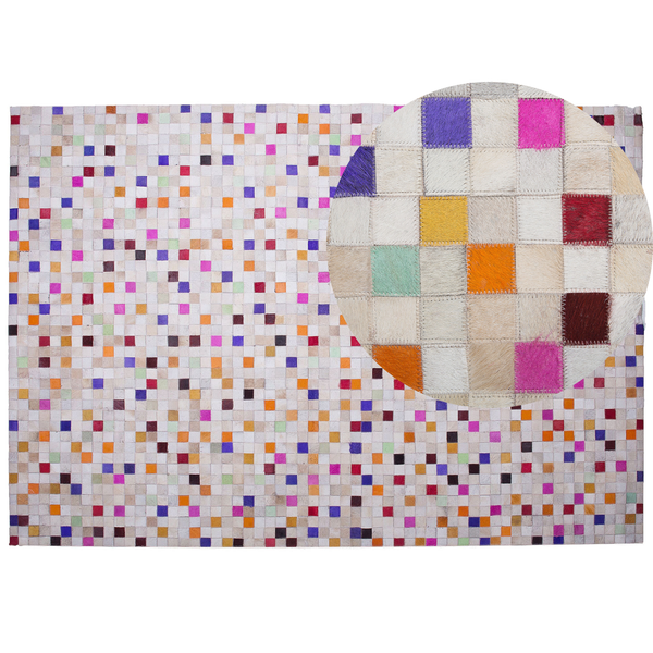 Teppich Kuhfell bunt 160 x 230 cm Patchwork Kurzflor ADVAN