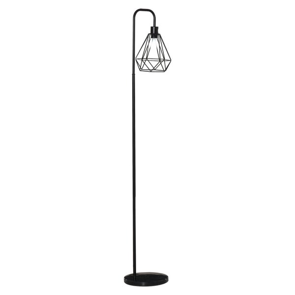 HOMCOM Stehlampe, Ø25 x 152H cm, Stahl, Marmor, Schwarz