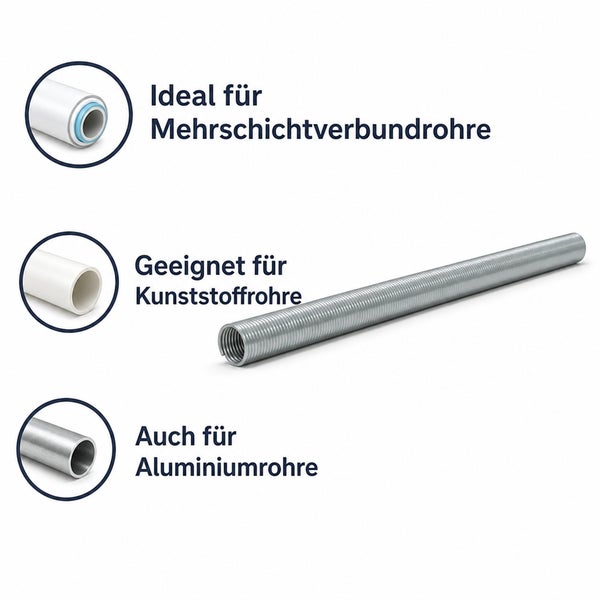 Biegefeder für Mehrschichtverbundrohre, Kunststoffrohre und Aluminiumrohre zur professionellen Rohrverlegung.