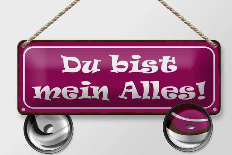 Blechschild Spruch 27x10cm Du bis mein Alles Dekoration