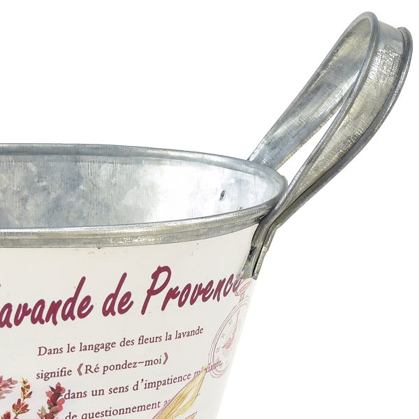 Dekorativer Pflanztopf aus Metall mit Griffen und Provence-Motiv