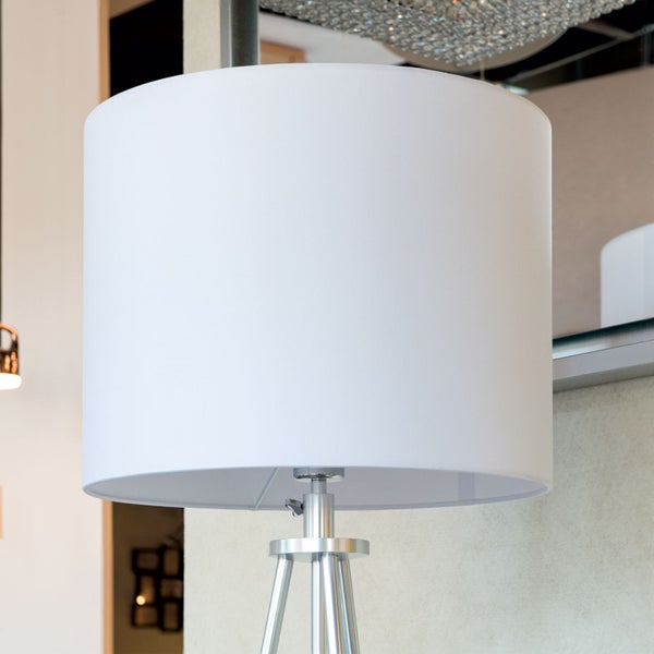 Lampenschirm (Ø 40 cm), Stoff, Höhe 30 cm, rund, Aufnahme für Fassung E27 42 mm, Ersatzschirm für Hängelampen, Stehlampen, Weiß