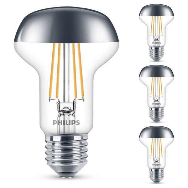Philips LED Lampe ersetzt 42W, E27 Reflektor R63, klar, warmweiß, 505 Lumen, nicht dimmbar, 4er Pack