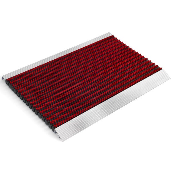 FLOORDIREKT Fußmatte - Profi Brush - Schmutzfangmatte mit Alu-Rahmen - Rot - 40 x 60 cm