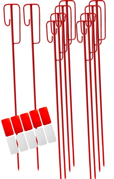 Absperrleinenhalter rot 1200 mm lang + 10 Reflexsticker / Reflexfolie rot/weiß