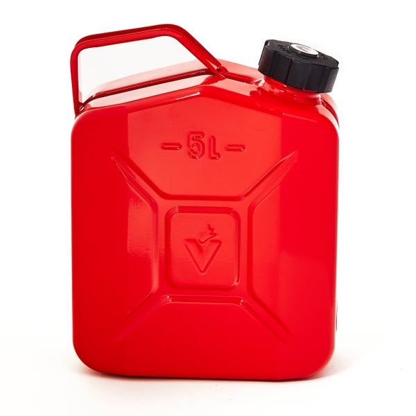 Roter 5 Liter Kraftstoffkanister aus Metall mit Tragegriff