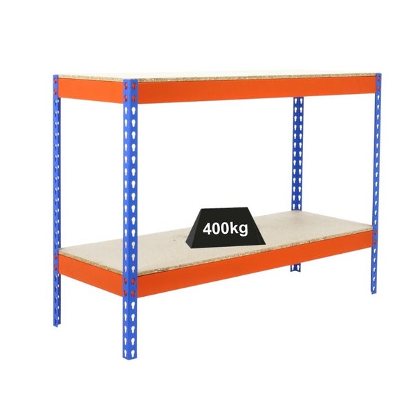 PROREGAL Schwerlastregal Mini Wood Yeti Two HxBxT 90 x 120 x 60 cm Fachlast 400 kg Blau-Orange