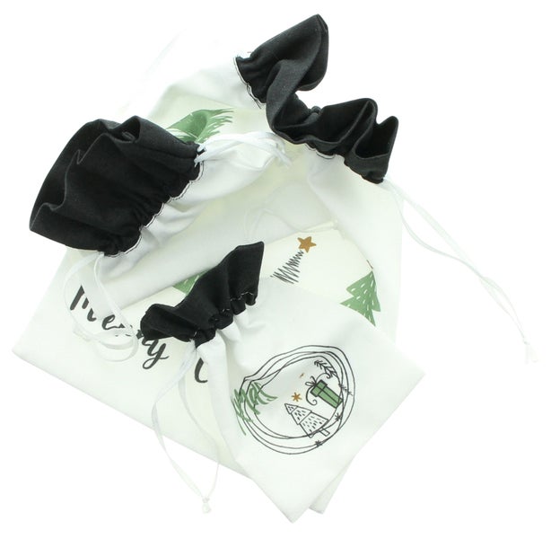 FRANK FLECHTWAREN | Geschenktäschchen XMAS, 3er Set, POLYESTER, 12 x 16 cm, 15 x 22 cm, 20 x 26 cm