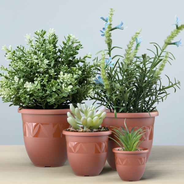 Plastard Blumentopf Capri Ø 24x20 cm Terrakotta - Pflanzkübel Übertopf Pflanztopf