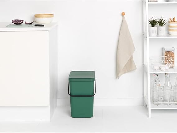 Brabantia Abfallsammler Mit Stay Open Deckel 25 Liter HxBxT 40 x 26,8 x 34,5 cm Kunststoff Dunkelgrün