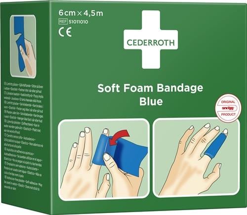 Cederroth Softschaumverband, blaue Farbe, 6 cm x 4,5 m