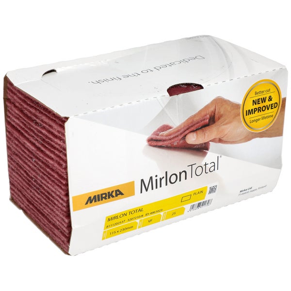 Mirka Mirlon Total 25 Stk Schleifvlies VeryFine Korn 360 Schleifpads, Schleiffleece zum Anschleifen, Entrosten, Schleifen, Polieren von Holz, Metall, Kunststoff, Edelstahl