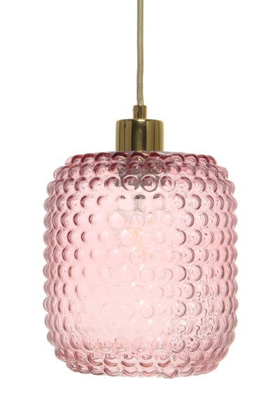 Retro Hängelampe aus Glas, Vintage Pendelleuchte Rosa 27 cm | Wohnzimmer Esszimmer Leuchte