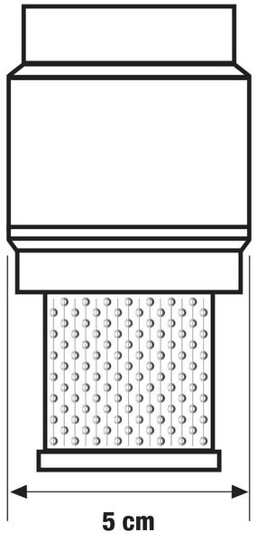 Technische Zeichnung eines Filtersiebs mit einer Breite von 5 Zentimetern.