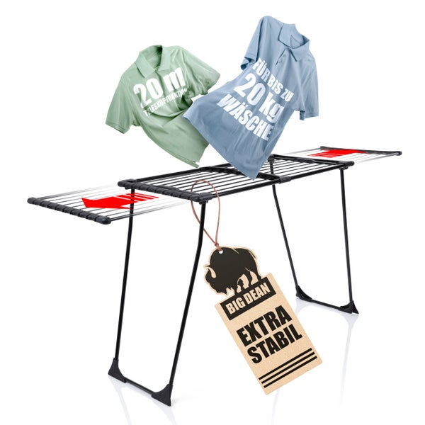 Wäscheständer mit zwei T-Shirts und Big Dean Logo