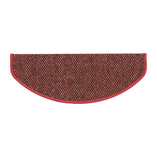 FLOORDIREKT Stufenmatte Ponto - Unempfindlich & Pflegeleicht - Rot - Halbrund - 23,5 x 65 cm