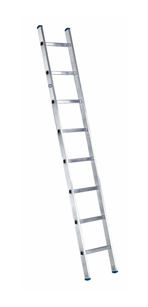 Anlegeleiter aus Aluminium mit acht Sprossen und rutschfesten Endkappen für den professionellen Einsatz.