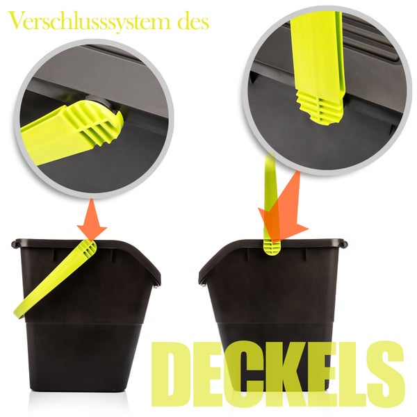 BigDean Mülltrennsystem 3x 35L Mülleimer in anthrazit mit Deckel in unterschiedlichen Farben – Abfalleimer Müllbehälter stapelbar – einfache Mülltrennung für Papier, Plastik und Biomüll