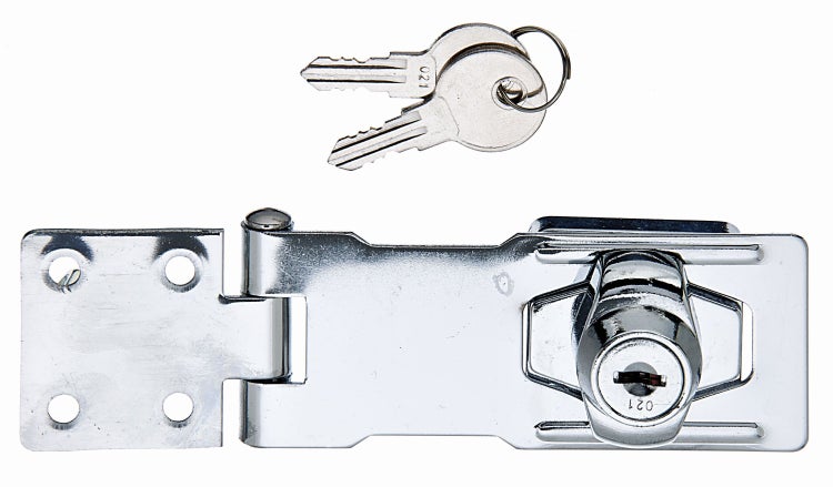 Überfalle mit integriertem Zylinderschloss und zwei Schlüsseln aus Metall zur Sicherung von Türen