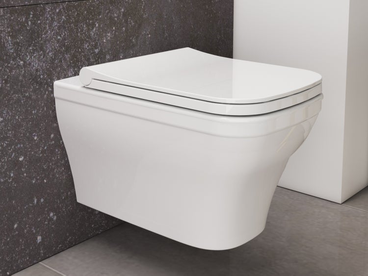 Aqua Bagno Design Hänge-Dusch-WC Silk – Spülrandlos – mit Bidetfunktion – Softclose-Sitz