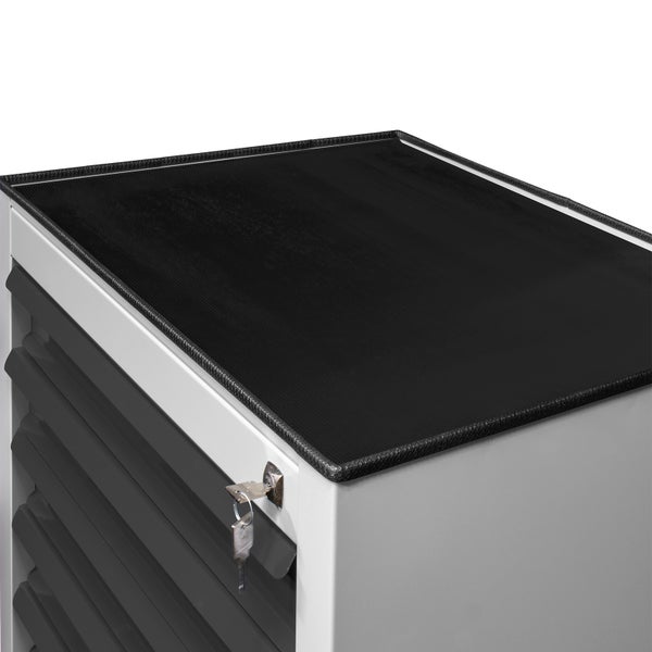PROREGAL Schubladenschrank Kobra mit 8 Schubladen | HxBxT 90x71x55cm | Lichtgrau/Anthrazitgrau | Schubladenbox, Werkzeugschublade