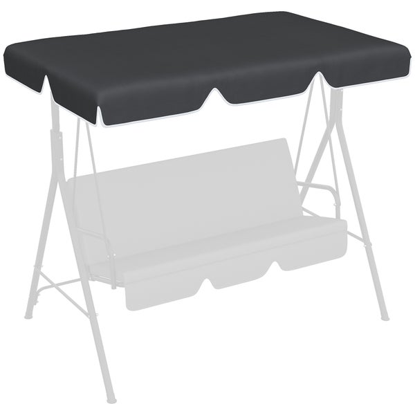 Outsunny Ersatzdach für Hollywoodschaukel, Sonnendach für 2/3 Sitzer-Schaukel, mit UV-Schutz, 192L x 144B cm, Polyesterstoff, Schwarz