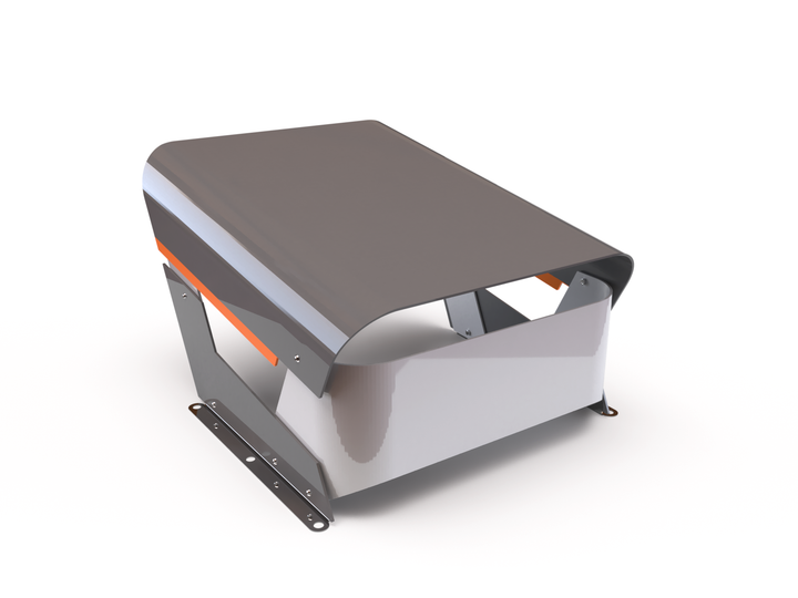 Produktbild einer Abdeckung aus Metall mit Halterung.