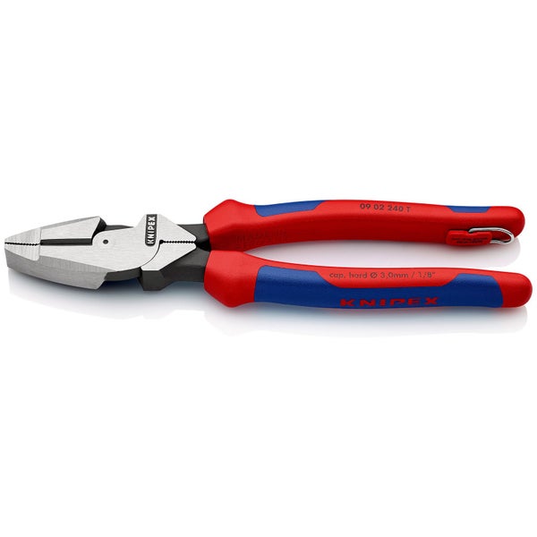 Knipex Kraft-Kombizangen Lineman's Pliers TT schwarz atramentiert, mit Mehrkomponenten-Hüllen, mit integrierter Befestigungsöse zum Anbringen einer Absturzsicherung 240 mm - 0902240TBK