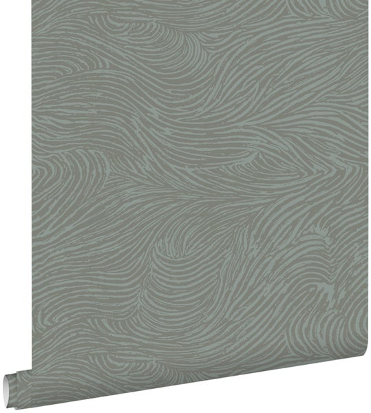 ESTAhome Tapete 3d Wellenförmige Linien Graugrün - 50 x 900 cm - 139664