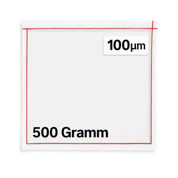 Maschengewebe mit einer Feinheit von 100 Mikrometer und einem Gewicht von 500 Gramm.