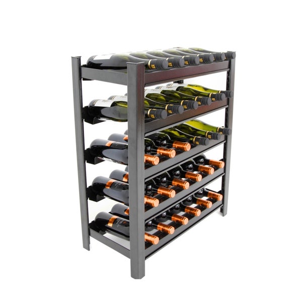 PROREGAL Weinregal TOSKANA HxBxT 75x60x30 cm 30 Flaschen auf 5 Ebenen Schwarz Wein Metallregal Weinständer Flaschenständer