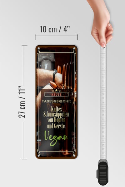 Blechschild Spruch 10x27cm Tagesgericht Hopfen und Gerste Dekoration