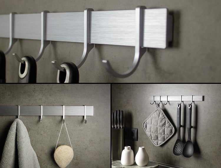 Designfabrik Hamburg Hakenleiste Küche selbstklebend Silber Gebürstet 40cm