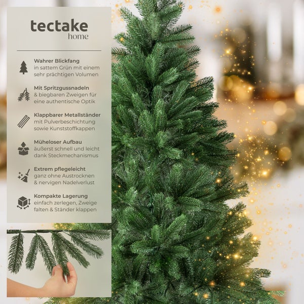 Künstlicher Weihnachtsbaum von Tectake Home mit Spritzgussnadeln und biegbaren Zweigen