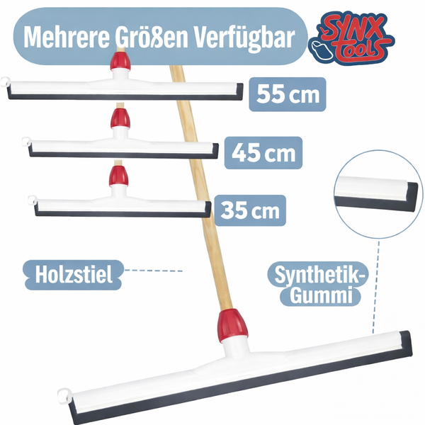 Bodenabzieher mit Holzstiel und synthetischem Gummi in verschiedenen Größen