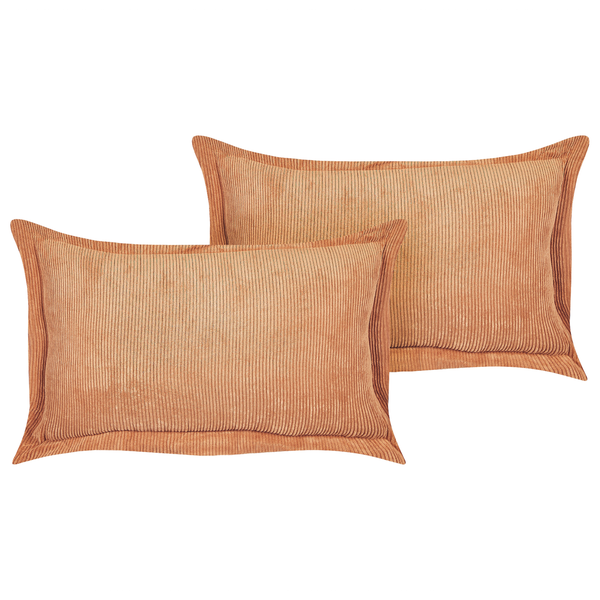 Dekokissen 2er Set ZINNIA Cord 47 x 27 cm Orange Ohne Muster